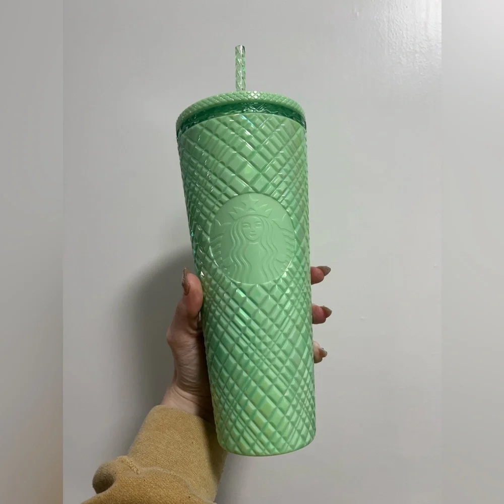 Starbucks 24 oz Iridescent Mint Green Tumbler Cup with Straw